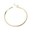 2021 Gold versilbert verstellbare 5 mm flache Schlangenkette Fischgräten-Choker-Halskette einfacher zierlicher Schmuck für Frauen 15 Chock264b