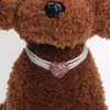 Cão vestuário xksrwe 3 linhas gato pérolas colar colar com strass coração charme pingente pet jóias de casamento para filhote de cachorro feminino yorkie