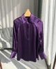 Camicette da donna 2024 Camicia lunga slim con maniche raglan in seta viola misteriosa da donna