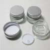 360 x 5G rese transparent liten söt glas grädde kruka 5g glas sminkar burkar med silver aluminium cap vit pe pad eivsv