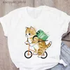 T-shirt Femme Femmes Mignon Chat Drôle Dessin Animé Harajuku Imprimer Dames T-shirt Base Décontractée O-col Chemise Blanche À Manches Courtes Dames T-shirt 240130