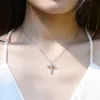 KNOBSPIN Full Cross Pendant Necklace Original 925 Sterling Sliver Chain Plated 18k White Gold Fine for Women 240123