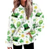 Dameshoodies Pullovers Unieke casual damessweatshirts Luxe capuchon Lange mouwen St. Patrick's Day bedrukte trui Winter 2024 Ropa