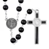 Necklaces St Benedict Rosaries 8mm Black Glass Beads Religious Catholic Rosary