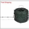 Vidaxl Parbed Wire 328 'Green Iron Barbwire Garden Patio Fencing Wires Fence U4SX3267W