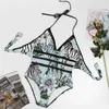 Damesbadmode Palmbladerenzwempak Zebra en bloemenprint Kleurrijk ééndelig sportbodysuit Sexy Sling Monokini