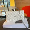 Flap Long Women Mini Crossbody Tas 22 cm Vintage Lederen Matelasse -ketting Pochet -kaarthouder Silver Hardware Metal Handhend