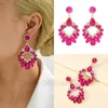 Boucles d'oreilles pendantes en cristal brillant pour femmes, série Rose rouge, bijoux de luxe géométriques, accessoires tendance 2024