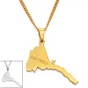 Eritrea Map Pendant Halsband Kedja Kvinnor Män/Map Of Eritrea 14K Gula guldsmycken Afrikansk halsband Etiopien