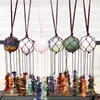 Porte-clés macramé cristal sphère cintre écharpe pierres précieuses fenêtre voiture suspendus ornements 7 chakra boule de décoration de la maison