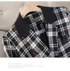 Abiti da donna Coreano Retro Nero Bianco Patchwork Plaid Office Lady Suit Cappotto Autunno Elegante Donna Temperamento Blazer Top Oversize