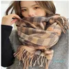 Schals Herbst Winter Frau Wollspinnschal Damen doppelseitig Mehrfarbiges Gingham-Karo-Halstuch Mann 68x180cm Damenschal verdickt warmer Fransenhals