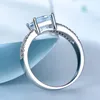 UMCHO Solide 925 Bijoux En Argent Sterling Créé Nano Ciel Bleu Topaze Anneaux Pour Les Femmes Cocktail Bague De Noce Fine Jewelry CJ191231A