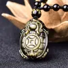 Necklace Drop Ship Jade Jewelry Gold Obsidian Dragon Turtle Necklace Pendant Hand Carved Tortoise with Gold Chain Lucky Amulet Pendant