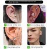 Örhängen rostfritt stål moissanit koreanska örhängen för kvinnor kristallskruv titan öron studs anti allergiska kroppsmycken ben nagel