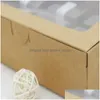 Opakowanie prezentów 10pcs 21x15x6cm Brown Kraft Papierowe pudełko z oknem Cajas de Carton Opakowanie ciasteczka Aron Dorad