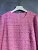 10026 XXL 2024 Abito da passerella Abito estivo primaverile Girocollo Manica lunga Blu Rosa Marca Stesso stile Abito da donna Moda Alta qualità LT