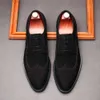 Vestido de negocios de gamuza de cuero genuino para hombres, zapatos Derby formales informales Bullock Brogue, recién llegados