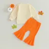 Clothing Sets CitgeeAutumn Halloween Toddler Girls Pants Long Sleeve Letter Print Sweatshirt Solid Color Flared Fall