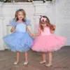 Abiti da ragazza Vestito da principessa per ragazze Bambini Elegante tutù da sposa Abiti da ballo Bambini Tulle Maniche svasate Abiti da sera formali per feste di comunione