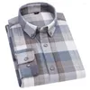 Men's Casual Shirts Cotton Breathable Male Social Formal Men Shirt Long Sleeve Slim Fit Easy Care Button Up Stripe Plaid