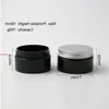 24 x 100g Empty Black Cosmetic Cream Containers Jars 100cc 100ml for Cosmetics Packaging Plastic Bottles With Metal Lidsfree shipping Xulvr