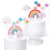 Autres fournitures de fête festive coeur arc-en-ciel nuage gâteau toppers pompon décor pour mariage anniversaire baby shower cakes258r