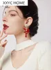 Boucles d'oreilles pendantes avec nœud rouge pour femmes, automne et hiver, clou de flocon de neige Premium, atmosphérique, année 2024