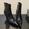 Cagole bootie zwarte dames stiletto hiel mode laarzen mules hagedis echt leer puntige tenen zip enkel laarzen luxe designer fabrieksschoenen