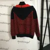 Classic Stripe Sweater Hoodies Trendy Hooded Sweater 2 Colors Knit Hoodies Fashion Pullover Designer Girls Sweaters Clothing