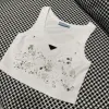 Kadın Giyim Üstü Kadın İlkbahar Yaz Yeni Kristal Zincir İşlemeli Boncuklu Kısa Tank Top Yelek Kolsuz T-Shirt