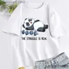 Women's T-Shirt The Struggle Is Real Fitness Panda T Shirt Funny Cartoon T-shirts Summer Short Sleeve Graphic T Shirts Streetwear Womens Tops 240130