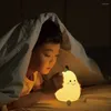 Nattlampor LED Pear Fruit Silicone Light USB uppladdningsbar dimning 7 färger sovrum säng dekoration söt timer barn gåva