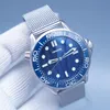 60TH Anniversary James Bond 42MM Automatic Mecheancal Ceramic Bezel Mens Watches Watch Blue Dial Stainless Steel Band Ceramic Rota211S