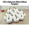 12Pcs Halloween Artificial White Pumpkins Harvest Fall Thanksgiving Decoration For Trade Fair School Shopping Mall1255I