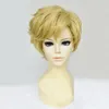 Fontes de festa Sailor Uranus Tenoh Haruka Perucas Curtas de Linho Loira Resistente ao Calor Cabelo Sintético Peruca Cosplay Cap