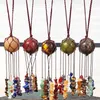 Porte-clés macramé cristal sphère cintre écharpe pierres précieuses fenêtre voiture suspendus ornements 7 chakra boule de décoration de la maison