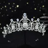 Light Blue Crystal Tiara Crown Princess Bridal Wedding Headband Hair Jewelry Accessories Fashion Headdress Pageant Prom Ornaments 297H