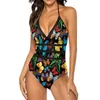 Maillots de bain pour femmes Maillot de bain papillon coloré Imprimé animal mignon Push Up One Piece Cut Out Monokini Sexy Kawaii Maillots de bain grande taille