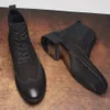 Mode hommes en cuir véritable noir gris à lacets bout pointu Wingtip Brogue mâle chaussures habillées bottes de bureau de mariage pour hommes