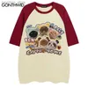 T-shirts pour hommes Harajuku Tshirt drôle mignon chat famille graphique imprimé patchwork t-shirt streetwear hip hop mode décontracté lâche coton haut vêtements Q240130