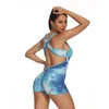 Active Sets Tie Dye Yoga Sport Gym Set Women Fitness Jumpsuit Shorts Palysuit Short Sportswear Seamless Jumpsuits For Female