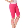 Stage Wear Spandex Stretch Leggingi Capri Pants z krzyżowymi sznurowadłami Akcesoria do tańca tańca