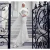 Stunningbride 2024 vestidos de casamento muçulmanos modernos sereia renda manga longa gola alta vestido de noiva árabe saudita com véus feito sob encomenda