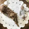 Nordic Round Rug Cotton Dots Floor Mat Soft Pink White Carpet Baby Play Area Children Bedroom Pad Kawaii Home Living Room Decor 240127