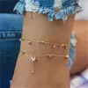 Kostki łańcuchy kostki żeńskie proste kryształ dla kobiet wielowarstwowy bransoletka kostki 2024 Moda letnia biżuteria na plażę