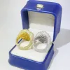 Anillos Cuc Baguette anillo de dedo cruzado helado Aaaa circón helado moda lujo hombres Hip Hop anillos joyería para regalo