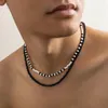 Kedjor ingesight.z enkla svartvitt rispärlade choker halsbandsuppsättning för män vintage flerskikt blandad färg kort