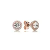 Boucles d'oreilles rondes en or Rose 18 carats ZD Designer S925 boucles d'oreilles en argent Sterling Zircon Style E boucles d'oreilles avec boîte d'origine