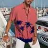 2023 Mens Shirt Hawaii Kokonut Colorful Graphic Print Blue Mens Beach Short Sleeve Button T-shirt S-5XL Summer 240130